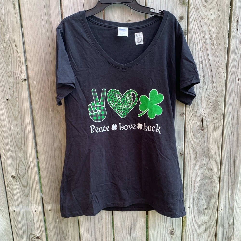 Ladies Peace, Love, Luck Short Sleeve Tee